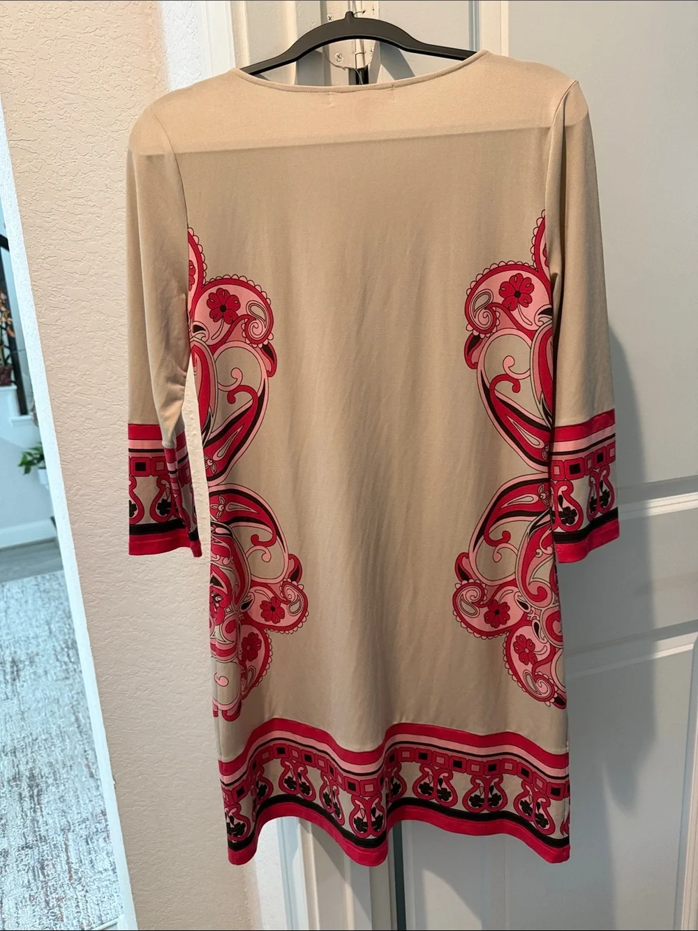 Michael Kors Cream Shift Dress with Black Trim